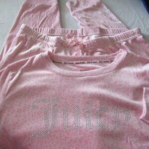 JUICY COUTURE XL SLEEPWEAR 2PC PAJAMA SET RHINESTONES CHEETAH PRINT